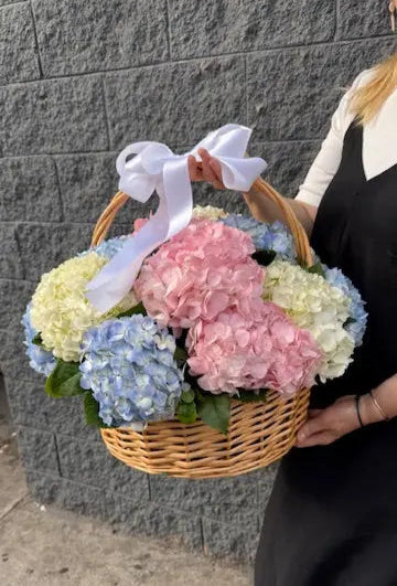 basket of hydrangeas uniqueflowersandroses